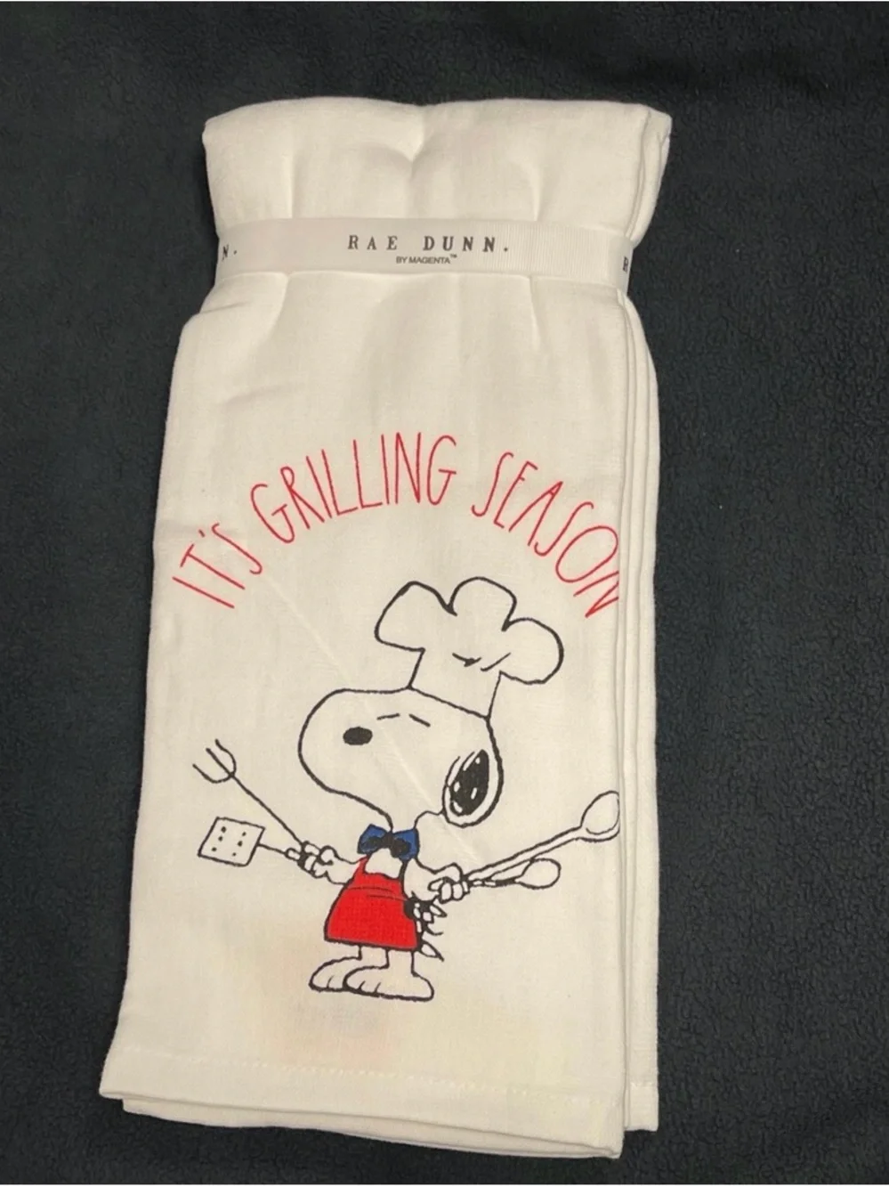 Rae Dunn Peanuts Snoopy Kitchen Towels IT'S GRILLING SEASON